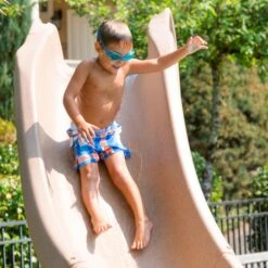 SR Smith Typhoon Pool Slide, Right Turn, Sandstone -Swimline Store 4068 sand april2023b