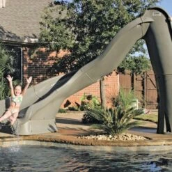 SR Smith Turbo Twister Pool Slide, Left Turn, Sandstone -Swimline Store 4637 a sq