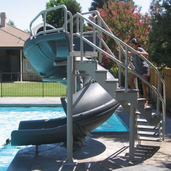 SR Smith Vortex Pool Slide, Full Tube With Staircase, Gray 3 SR Smith Vortex Pool Slide, Full Tube With Staircase, Gray