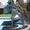 SR Smith Vortex Pool Slide, Half Tube With Staircase, Gray 1 SR Smith Vortex Pool Slide, Half Tube With Staircase, Gray -Swimline Store 5033 c sq 2